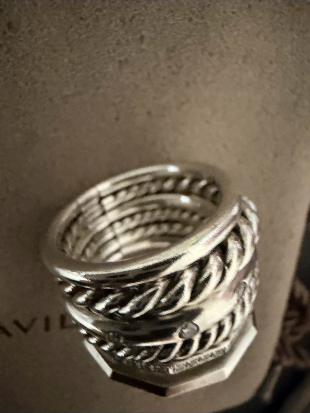 David Yurman Stax Wide 6 Row Ring with Diamonds 16mm Size 6 - Picture 4 of 6